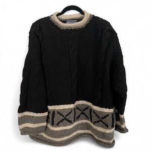 Rey Wear 100% Wool Knit Sweater Handmade Heavy Made in Ecuador Large Ski Vintage